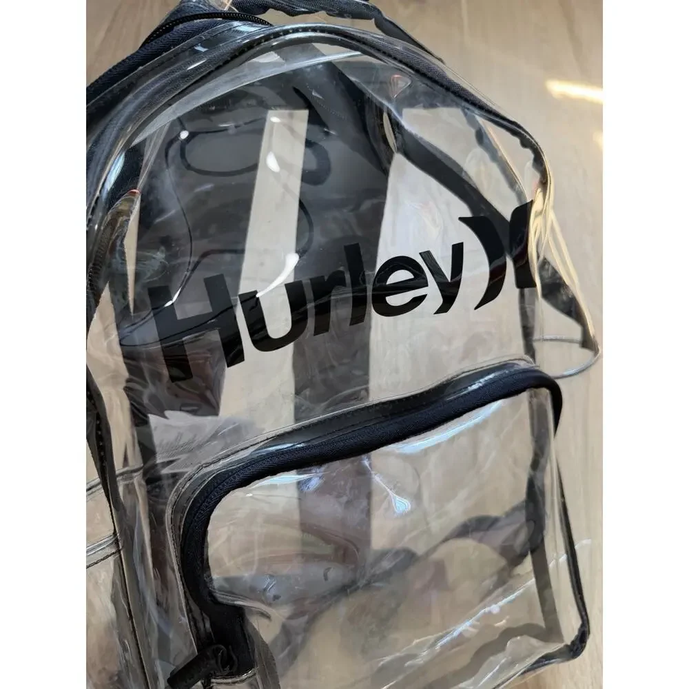 Hurley Transparent Day Backpack Unisex Clear Shoulder Strap School Bag Festival